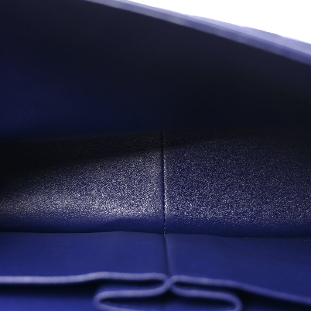 Lambskin Chevron Quilted Jumbo Double Flap Navy Blue At My store