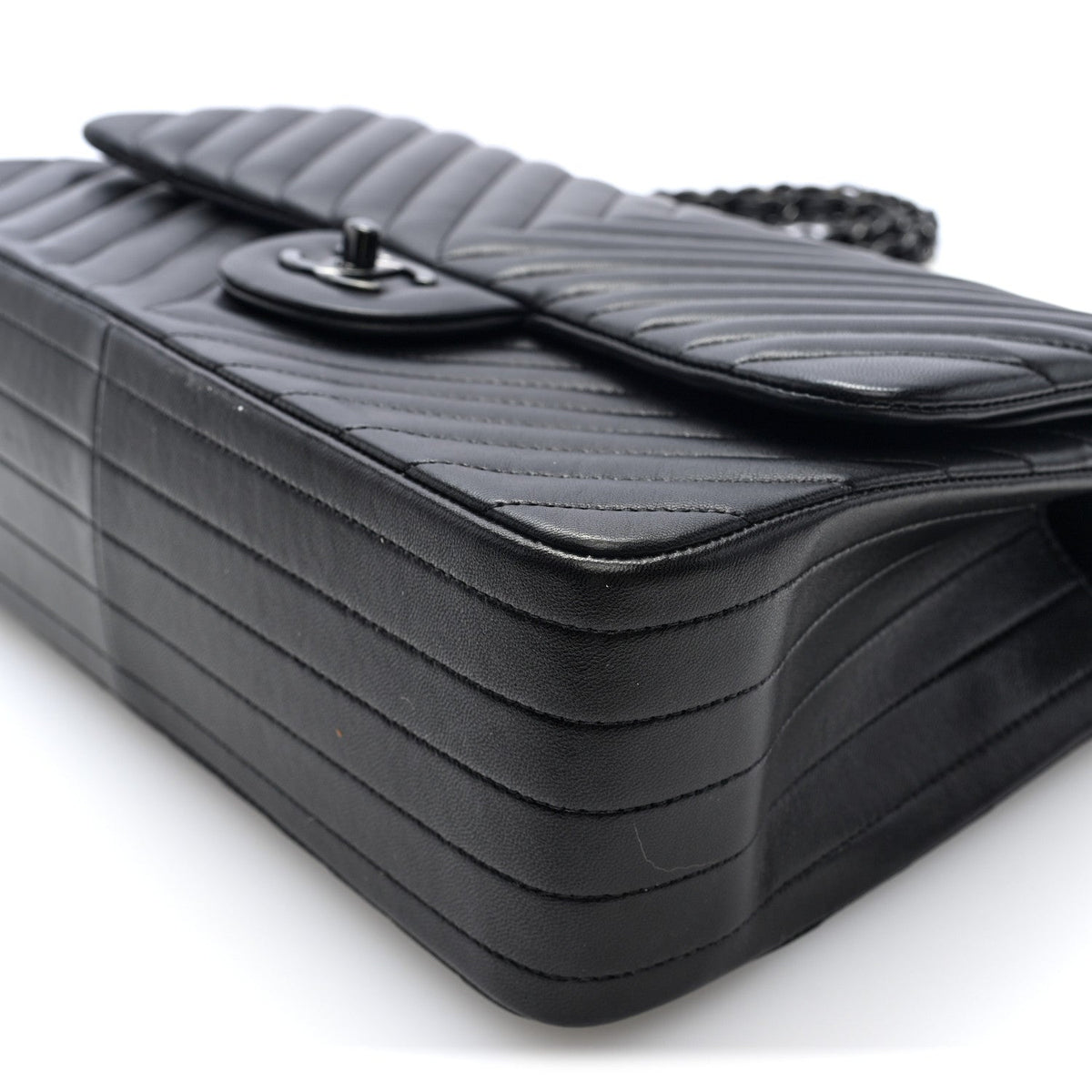 Lambskin Chevron Quilted Jumbo Double Flap  So Black At My store