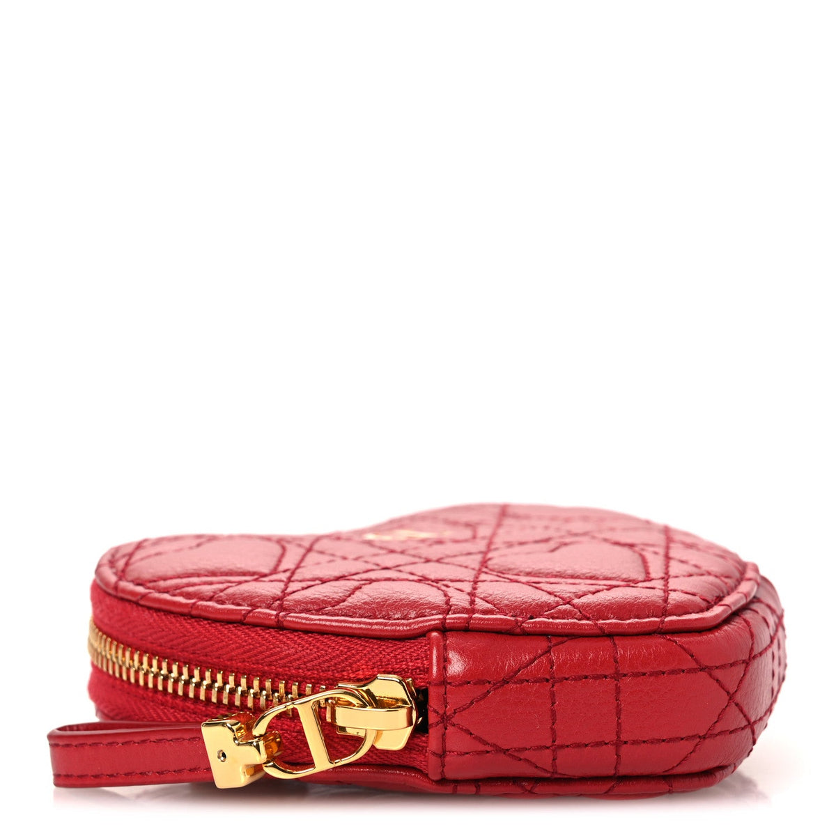 Calfskin Cannage Dioramour Caro Heart Pouch With Chain Bright Red AT My store