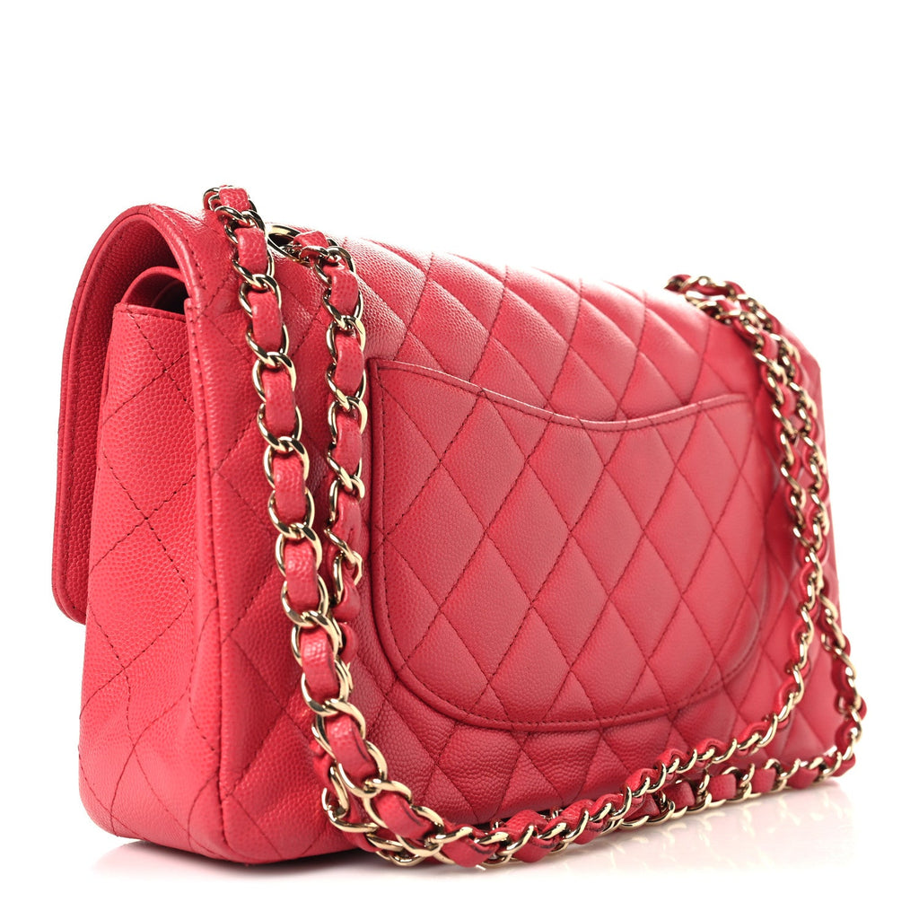 Caviar Quilted Medium Double Flap Red At My store