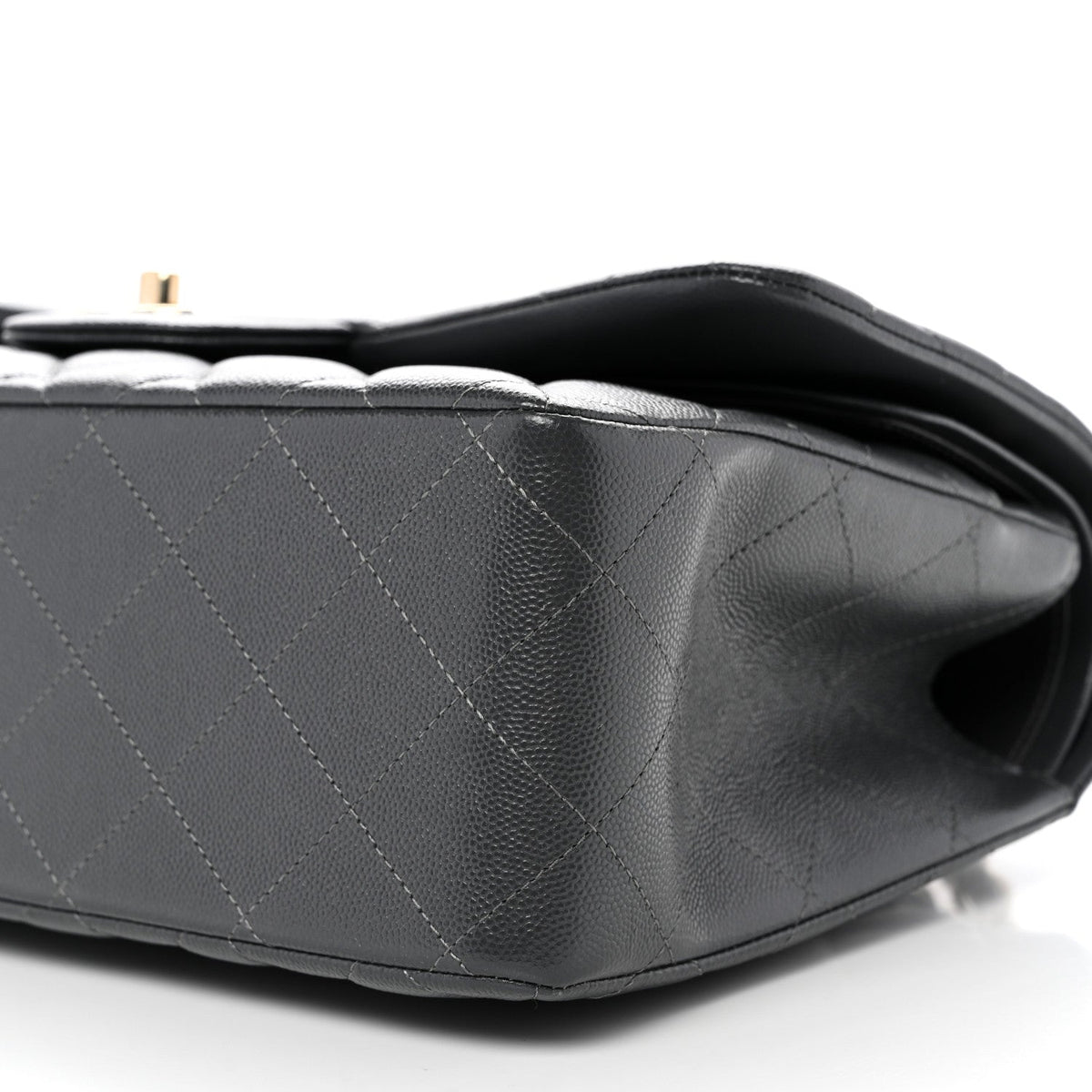 Caviar Quilted Jumbo Double Flap Dark Grey At My store