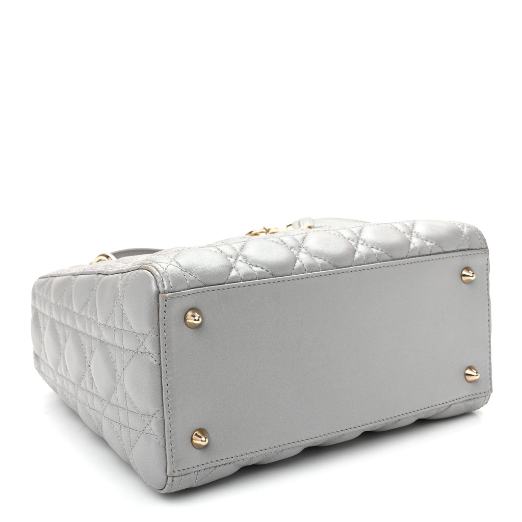 Pearly Lambskin Cannage Medium Lady Dior Grey AT My store
