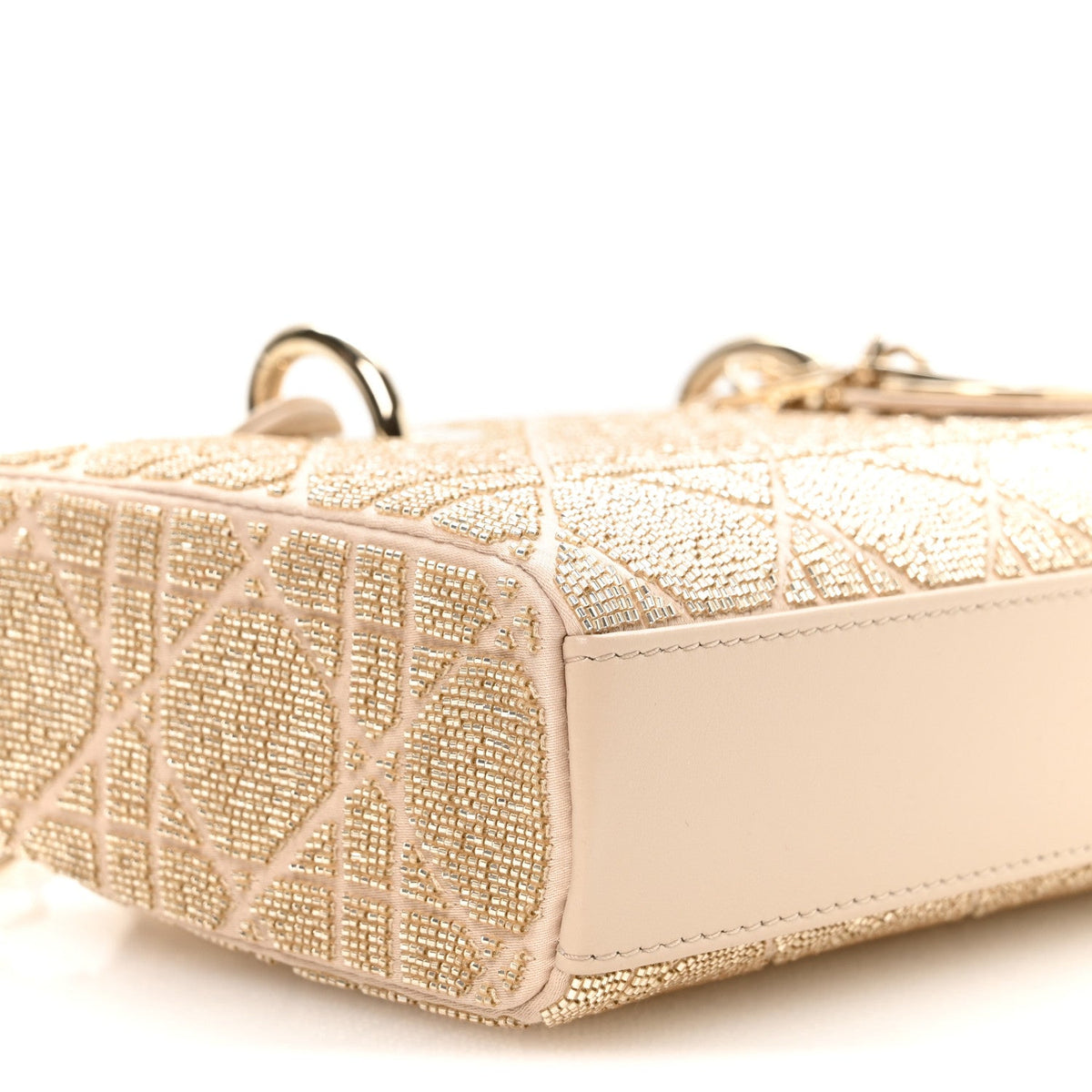 Lambskin Cannage Beaded Embroidered Micro Lady D-Joy Beige AT My store