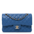 Caviar Quilted Medium Double Flap Blue At My store