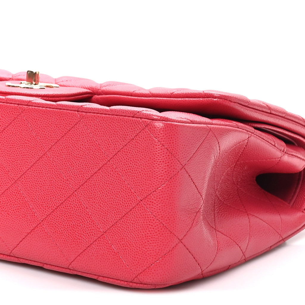 Caviar Quilted Jumbo Double Flap Dark Pink At My store