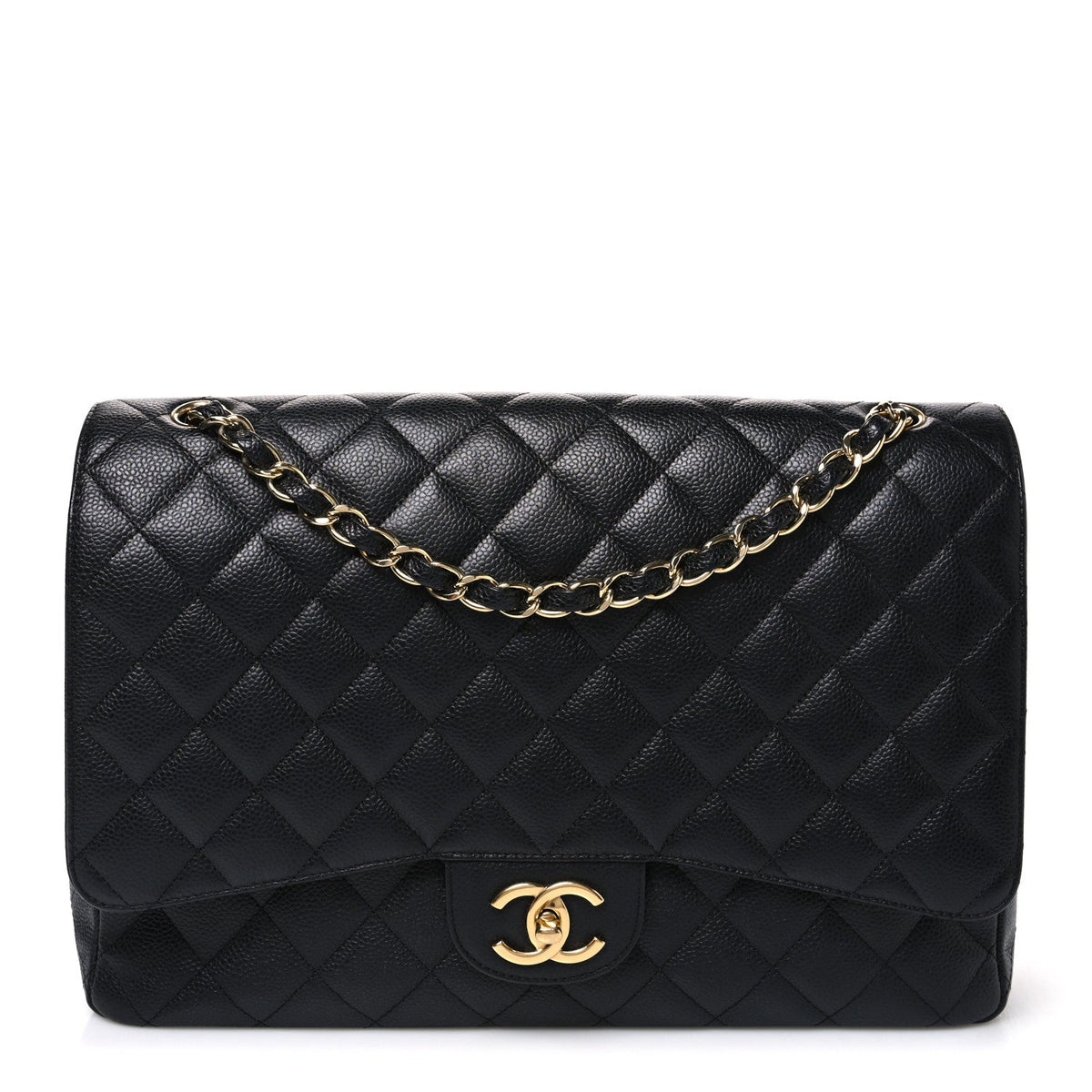 Caviar Quilted Maxi Double Flap Black At My store