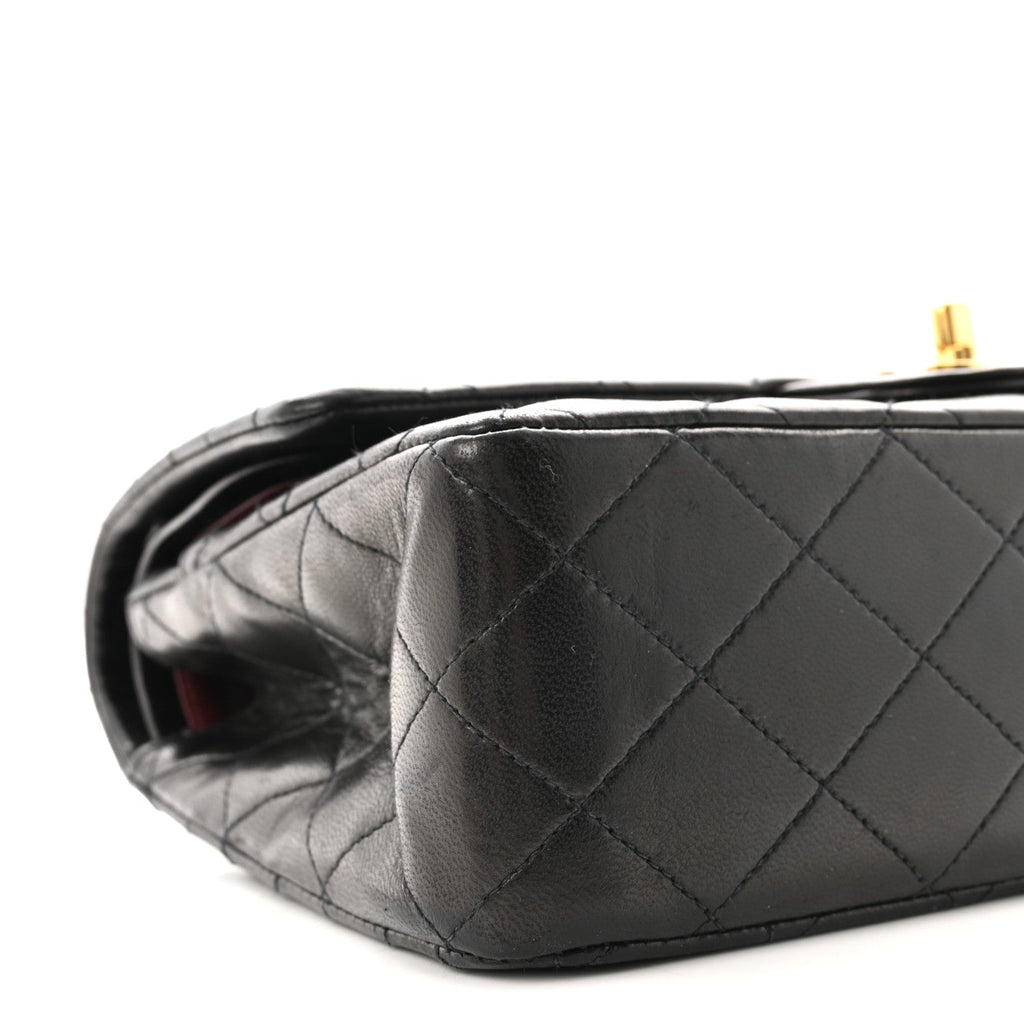 Lambskin Quilted Medium Double Flap Black At My store