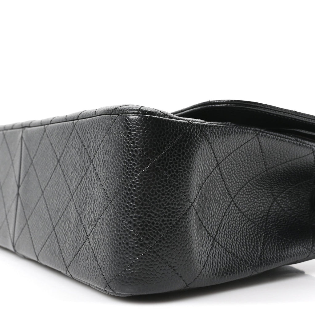 Caviar Quilted Jumbo Double Flap Black At My store
