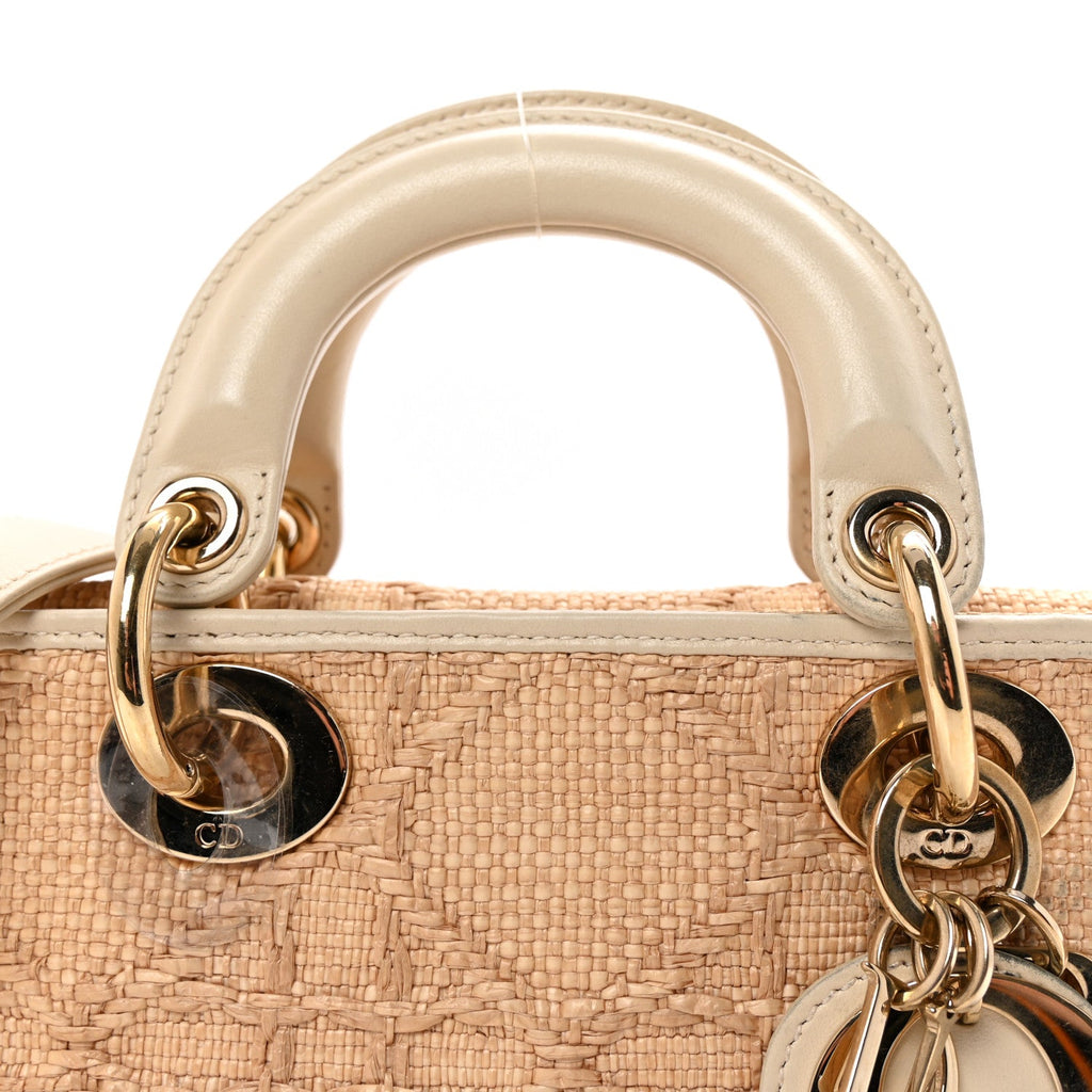 Raffia Macro Cannage Small Lady D-Joy Latte AT My store