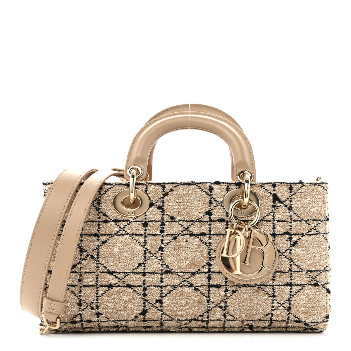 Tweed Cannage Medium Lady D-Joy Natural Black AT My store