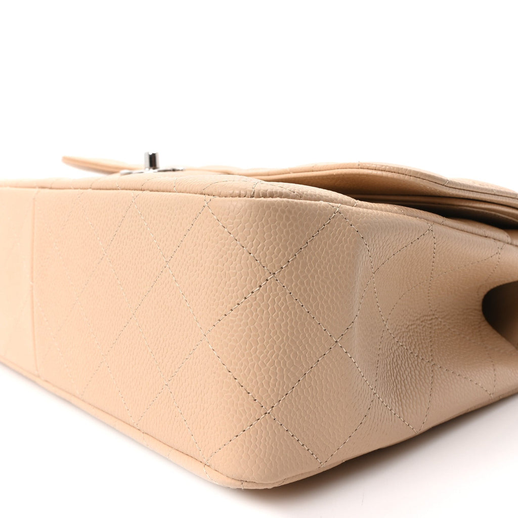 Caviar Quilted Jumbo Double Flap Beige Clair At My store