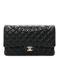 Lambskin Quilted Medium Double Flap  Black At My store
