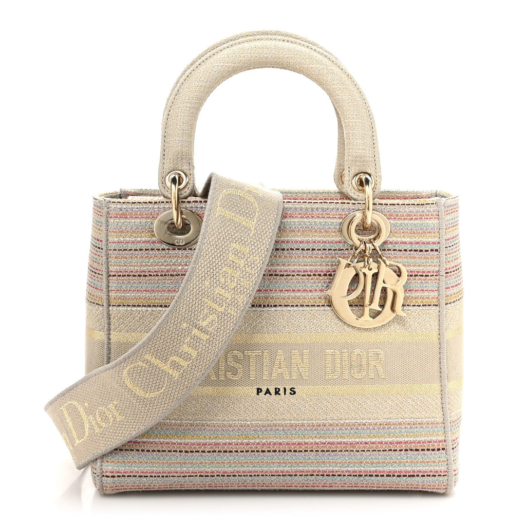 Canvas Embroidered Medium Lady D-Lite Beige Multicolor AT My store