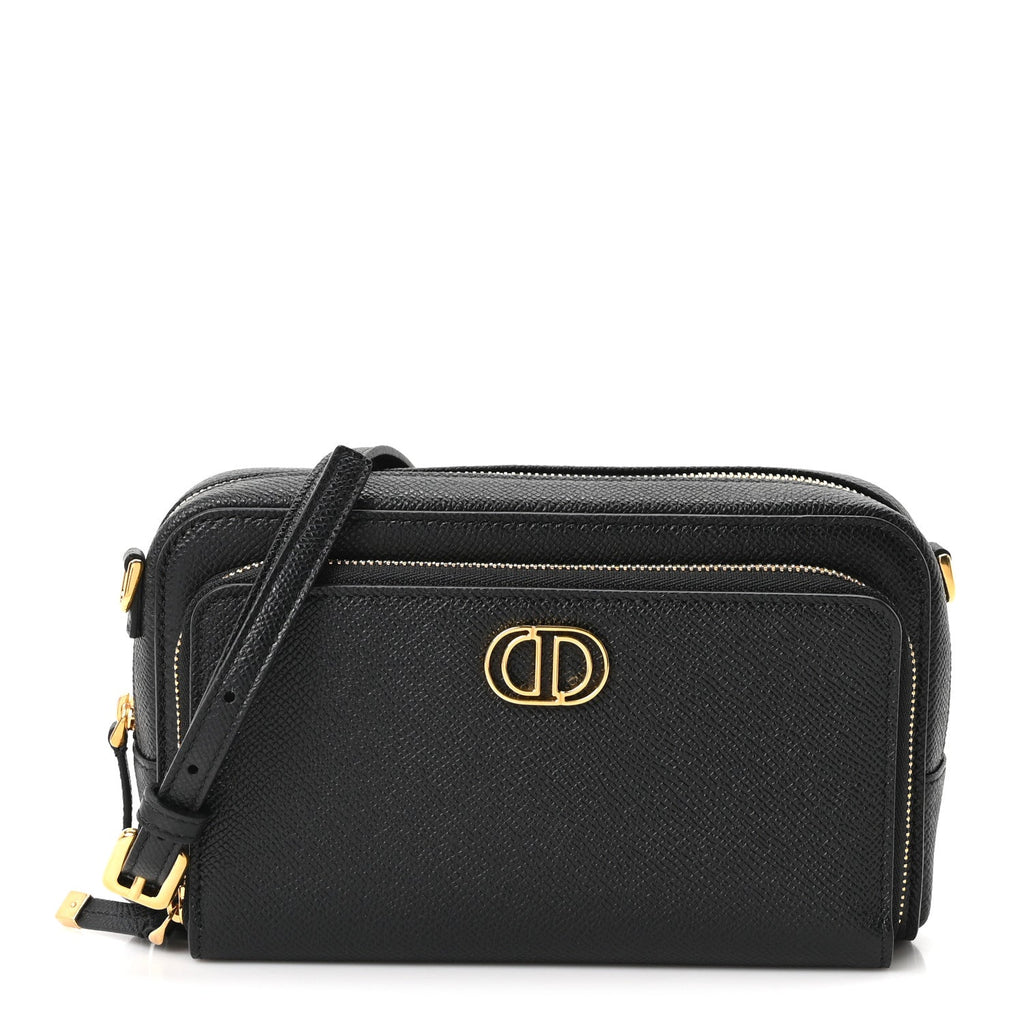 Grained Calfskin Caro Double Pouch Black AT My store