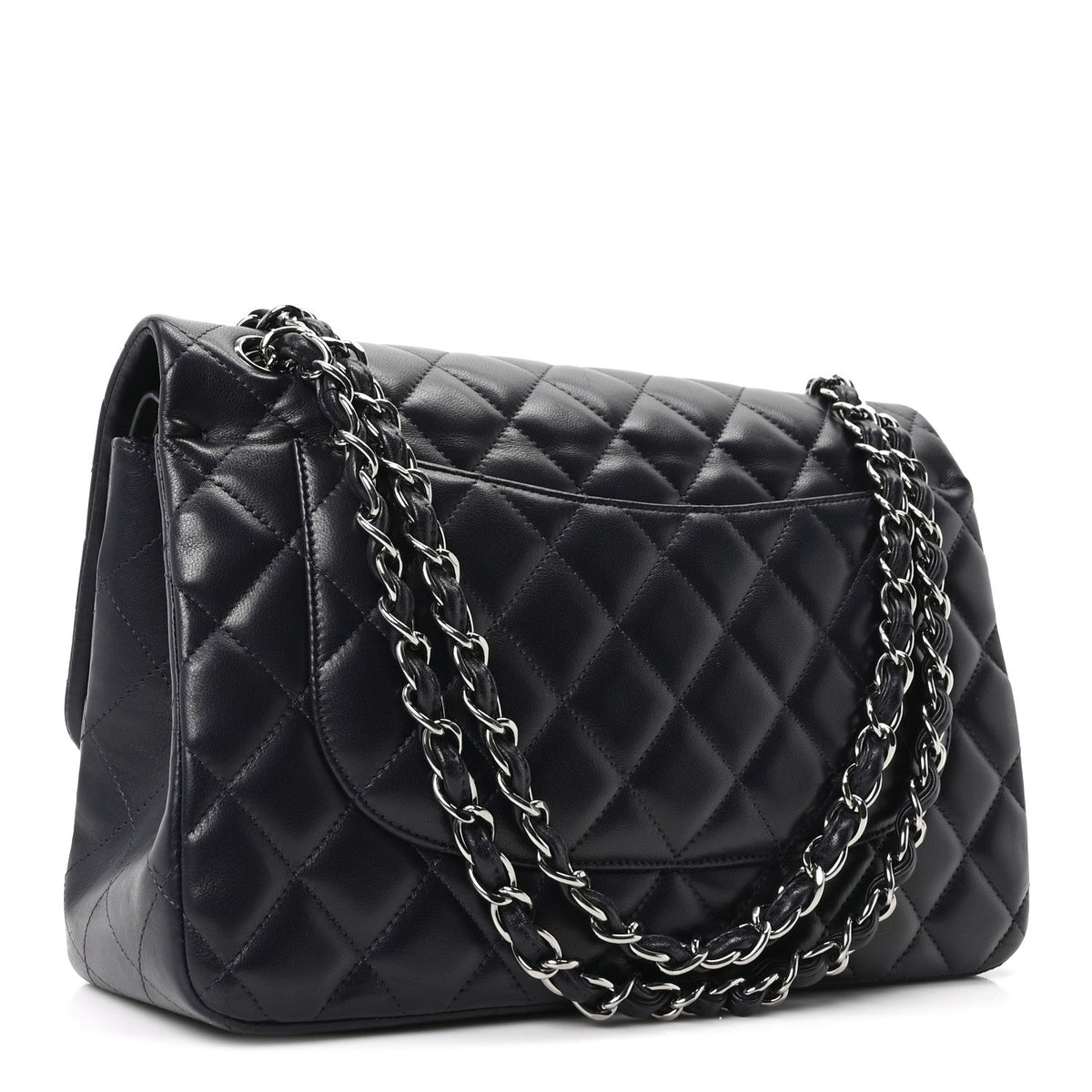 Lambskin Quilted Jumbo Double Flap Navy At My store