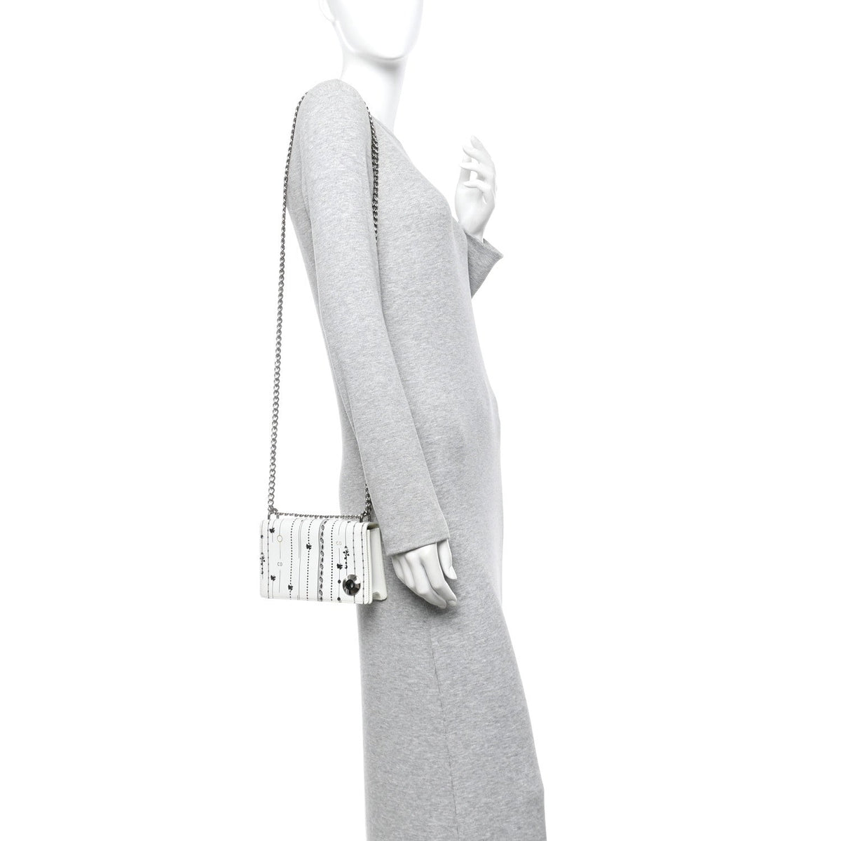 Calfskin Printed Mini Diorama Flap Bag White AT My store