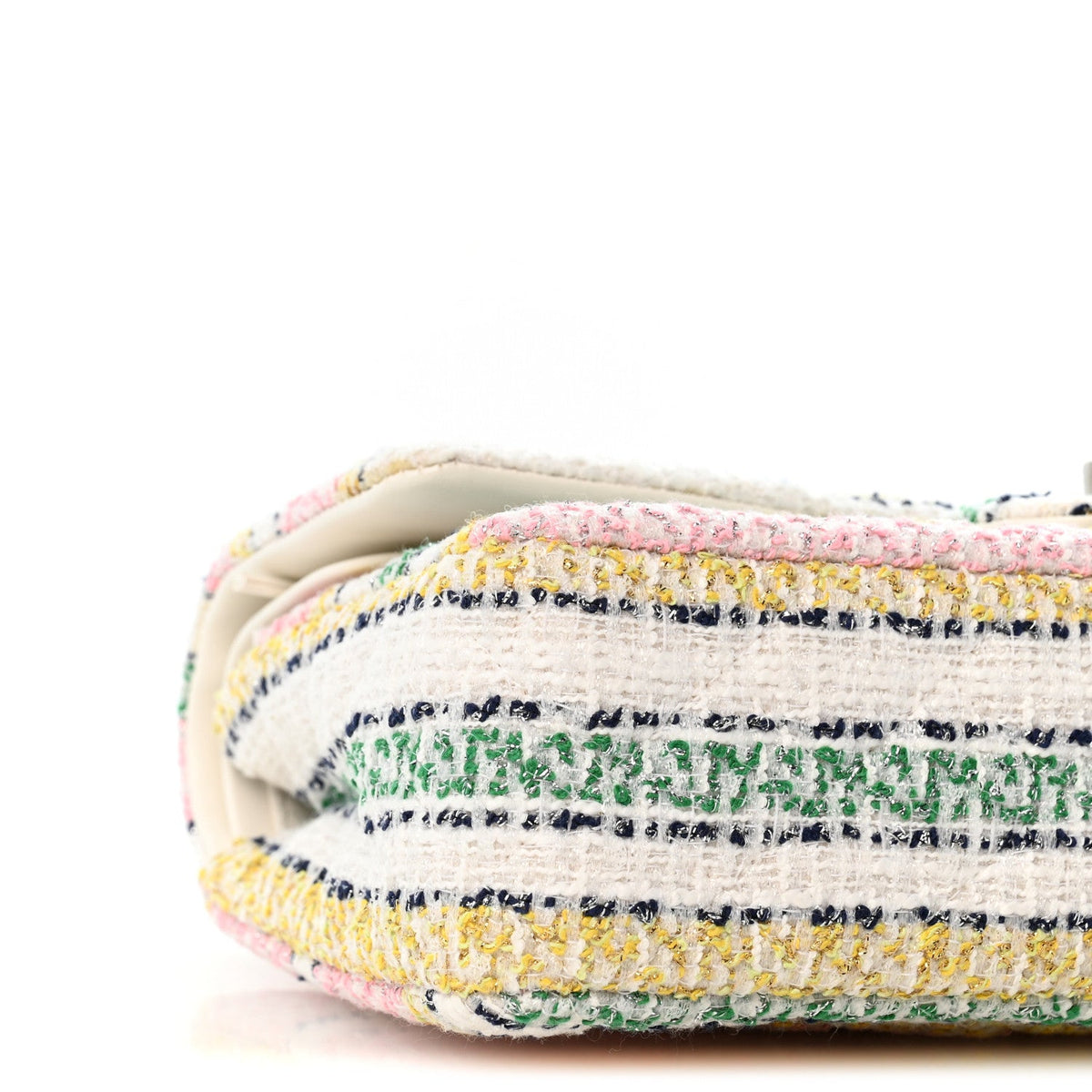 Tweed Quilted Medium Double Flap Yellow White Ochre At My store