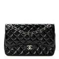 Patent Quilted Jumbo Double Flap Black At My store