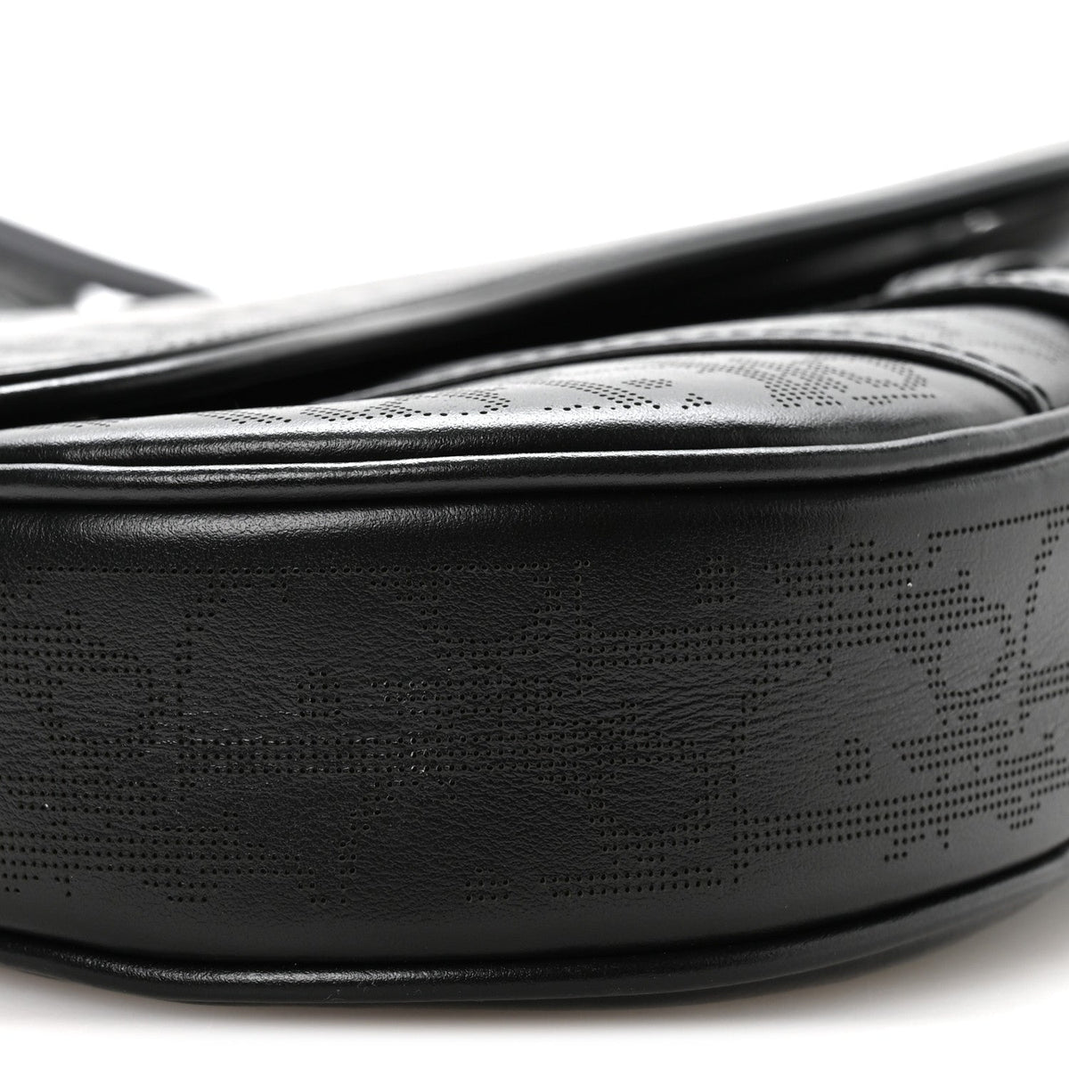 Calfskin Perforated Oblique Galaxy Mens Saddle Bag Black AT My store
