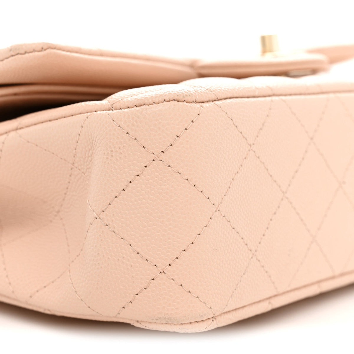Caviar Quilted Medium Double Flap Light Beige At My store