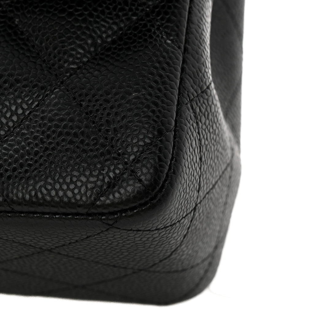 Caviar Quilted Jumbo Double Flap Black At My store