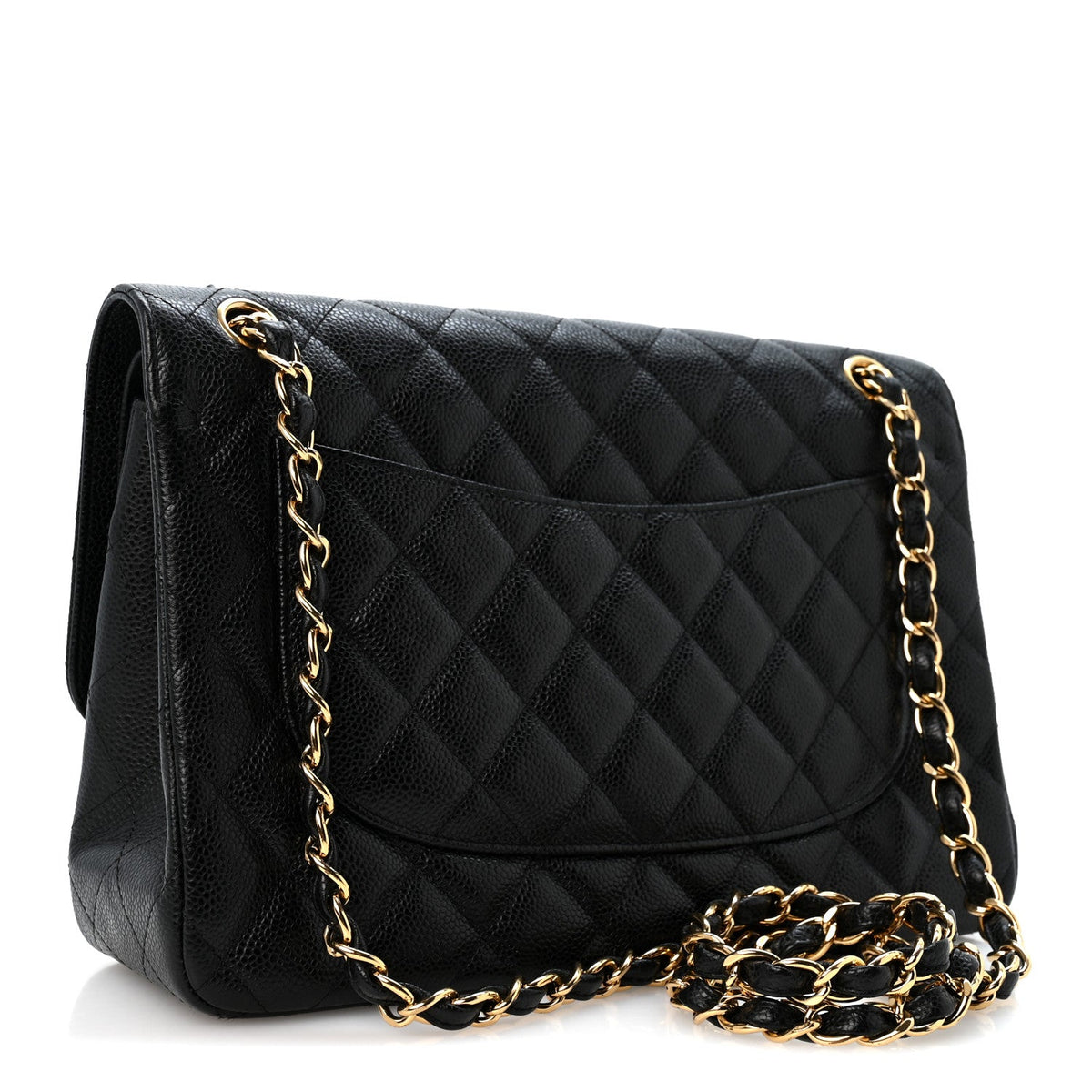 Caviar Quilted Jumbo Double Flap Black At My store
