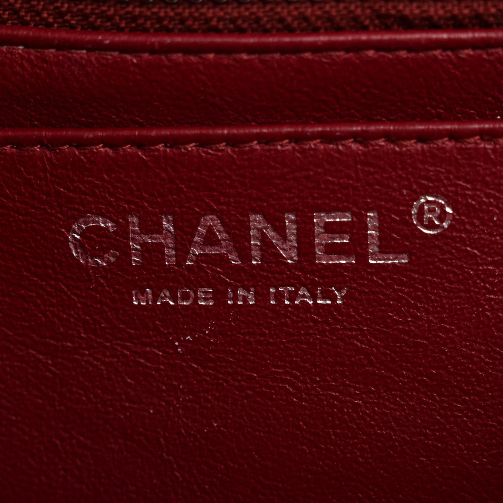 Caviar Quilted Jumbo Double Flap Dark Red At My store