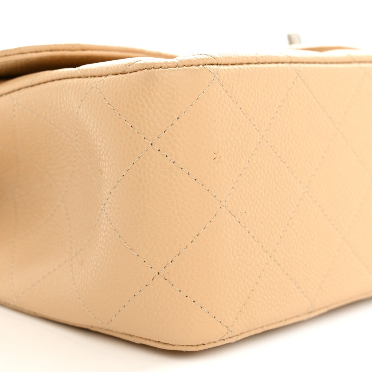 Caviar Quilted Jumbo Double Flap Light Beige At My store