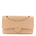Caviar Quilted Medium Double Flap Beige At My store