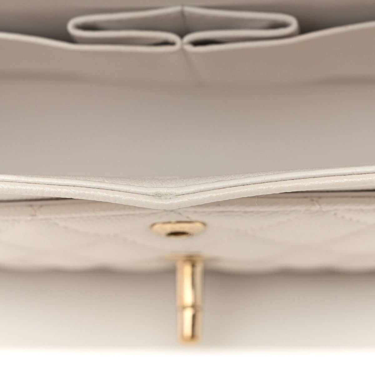 Caviar Quilted Small Double Flap White At My store