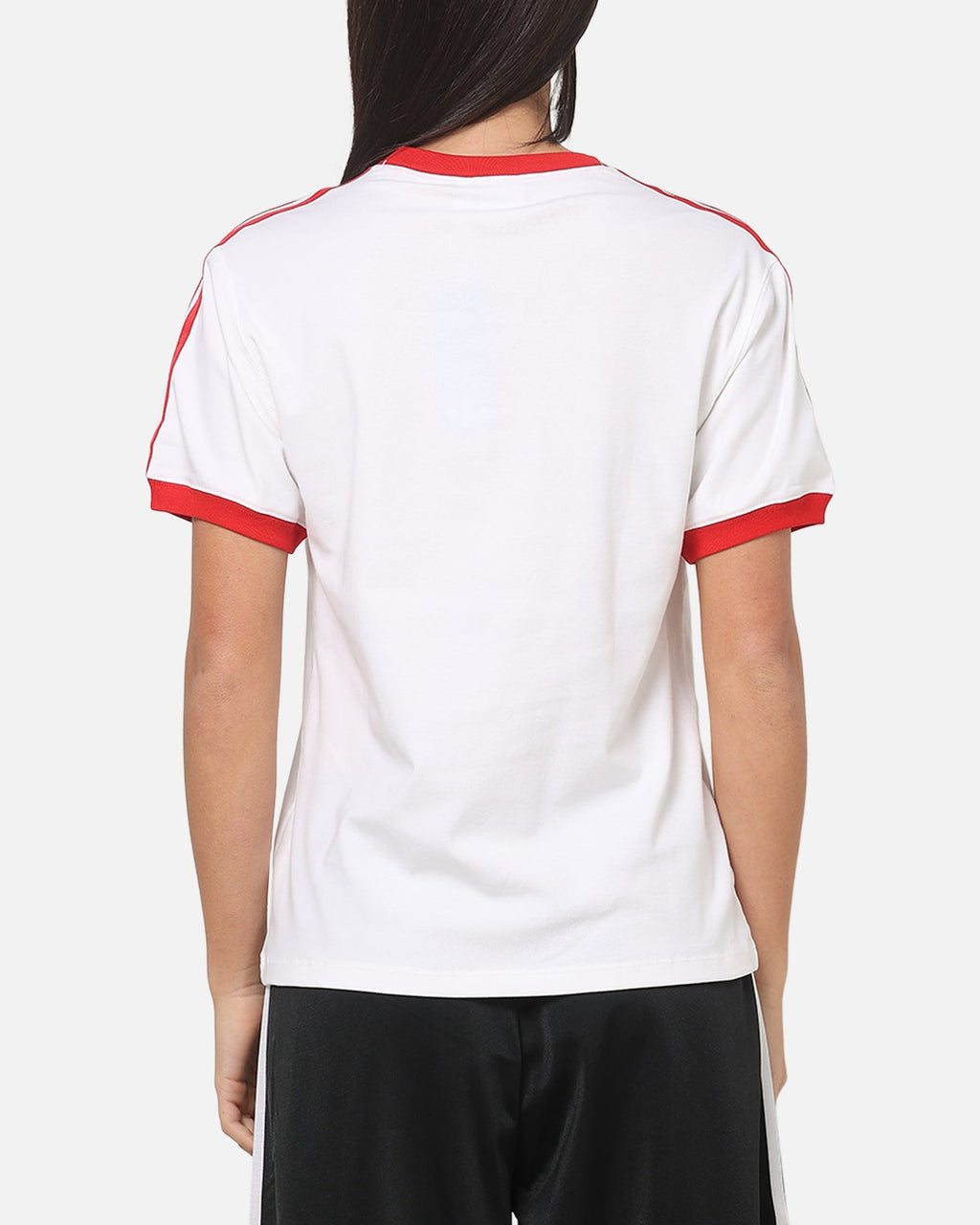 Best-Selling Adidas Women's 3 Stripe T-Shirt White/Red