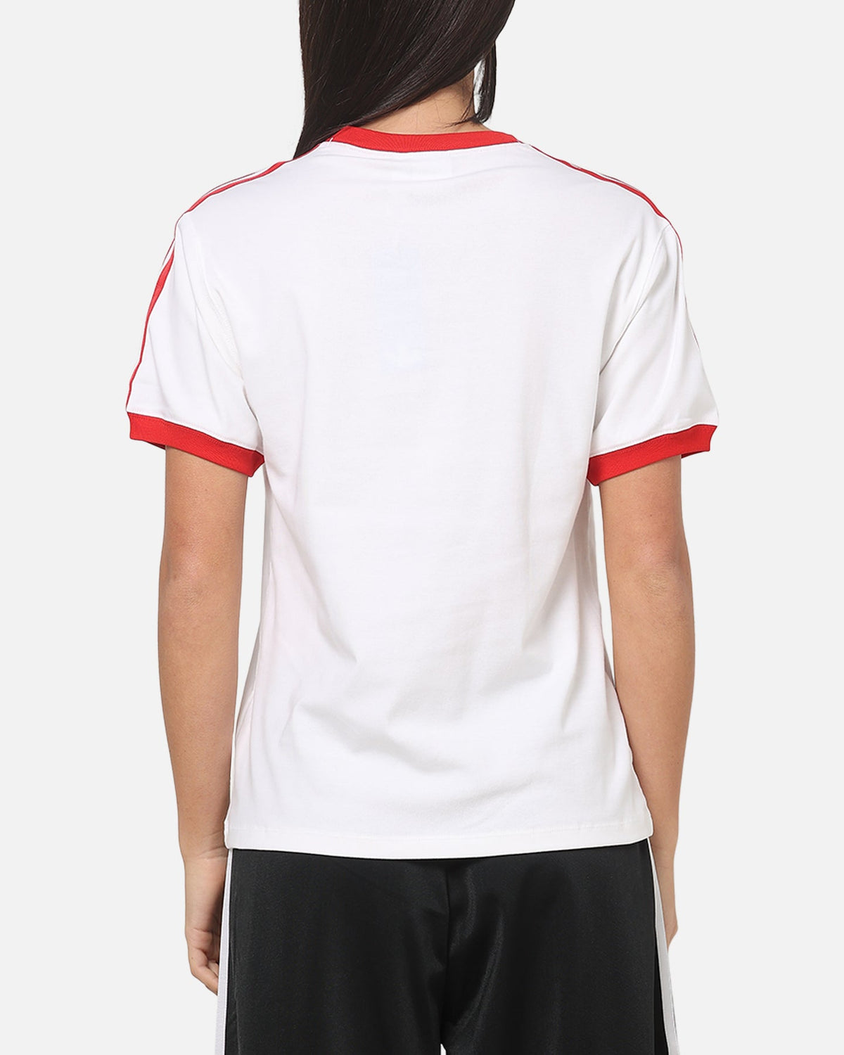 Best-Selling Adidas Women's 3 Stripe T-Shirt White/Red
