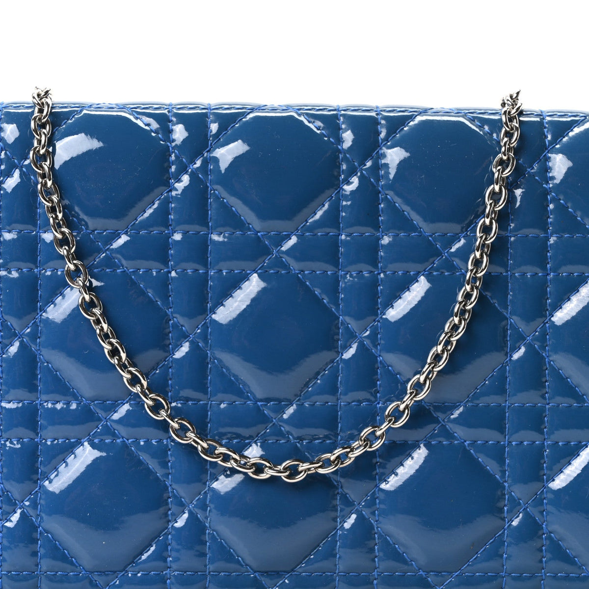Patent Cannage Lady Dior Convertible Clutch Blue AT My store