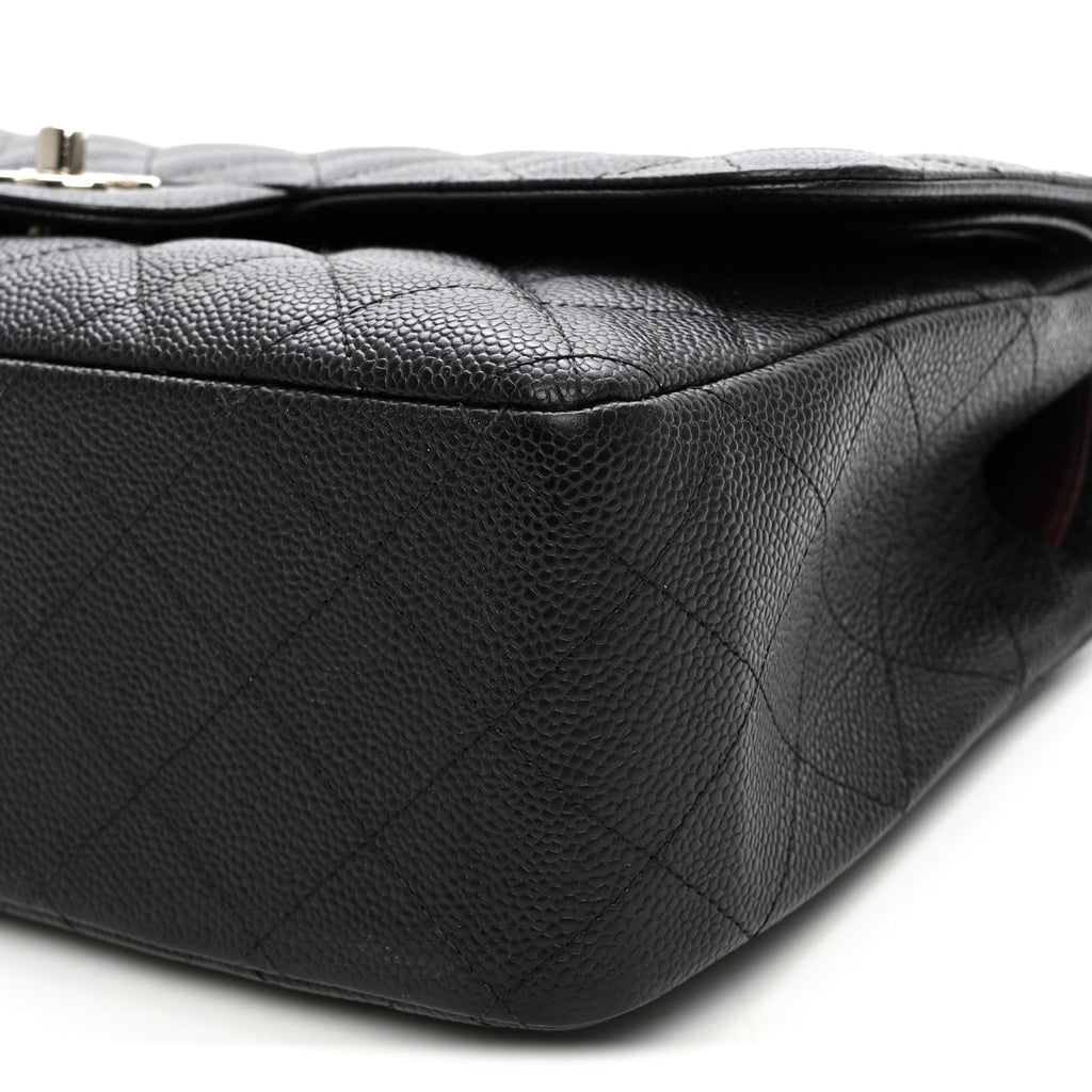 Caviar Quilted Jumbo Double Flap Black At My store