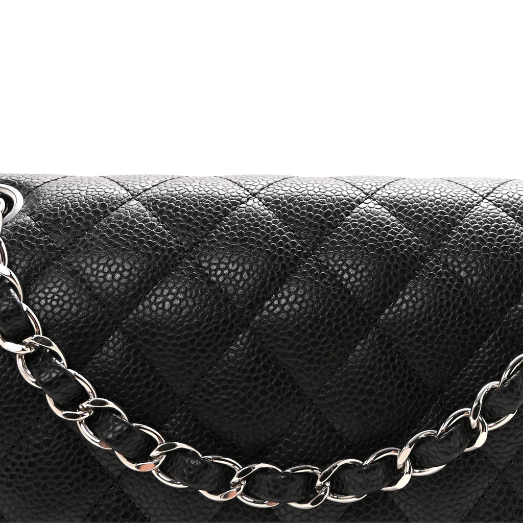 Caviar Quilted Medium Double Flap Black At My store