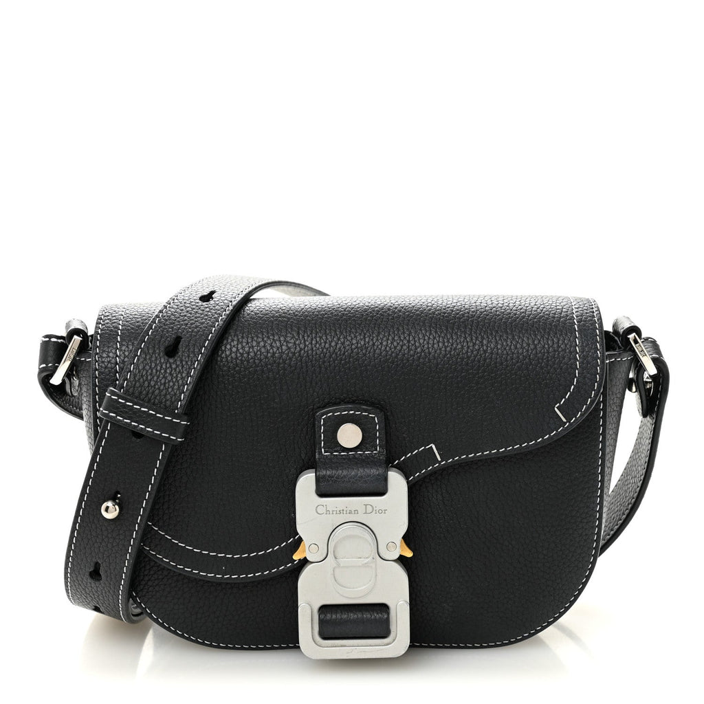 Grained Calfskin Saddle Messenger Bag With Strap Black AT My store