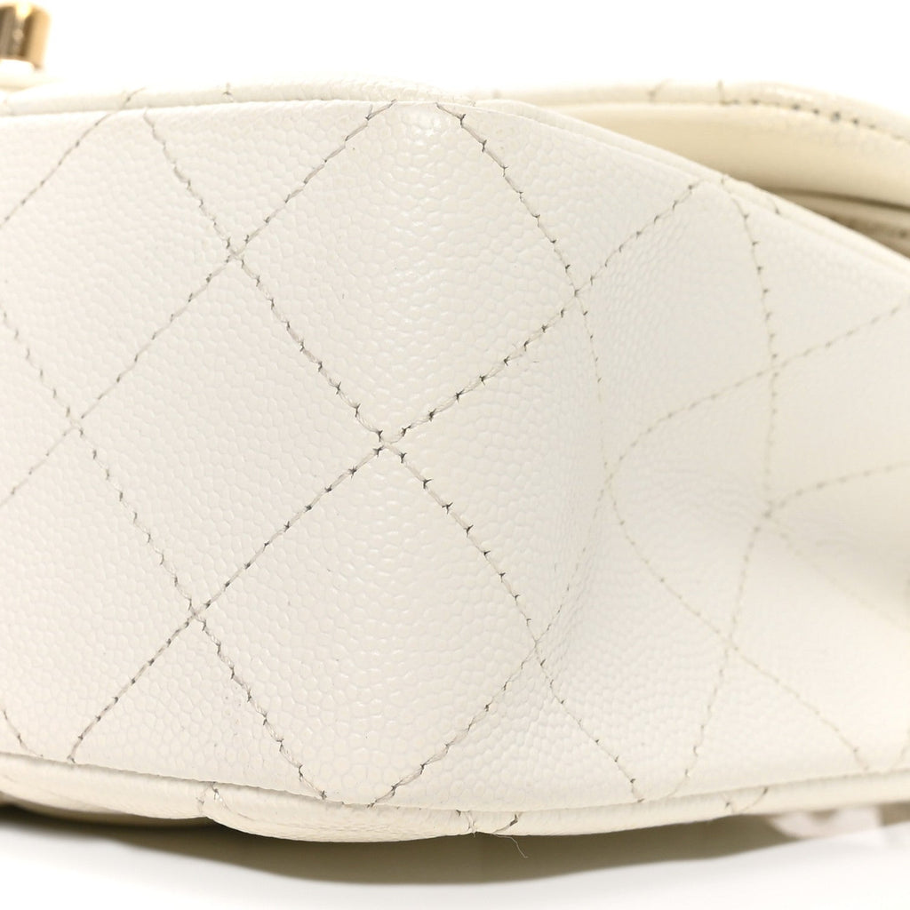 Caviar Quilted Small Double Flap White At My store