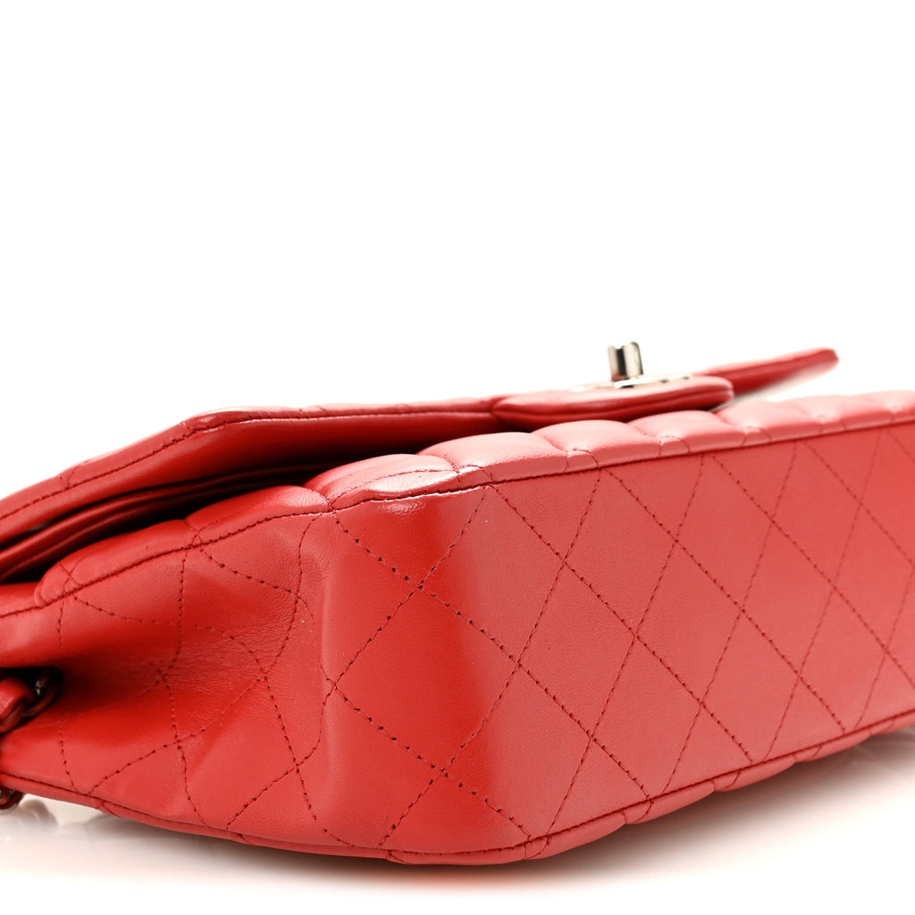Lambskin Quilted Medium Double Flap Red At My store