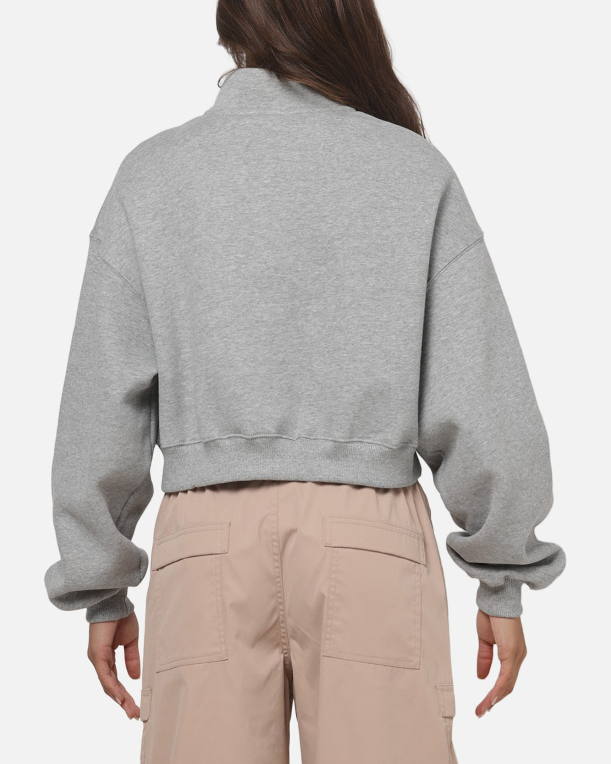 Top Seller Nike Women's Studio Fleece Oversized 1/4-Zip Cropped Top Dark Grey Heather