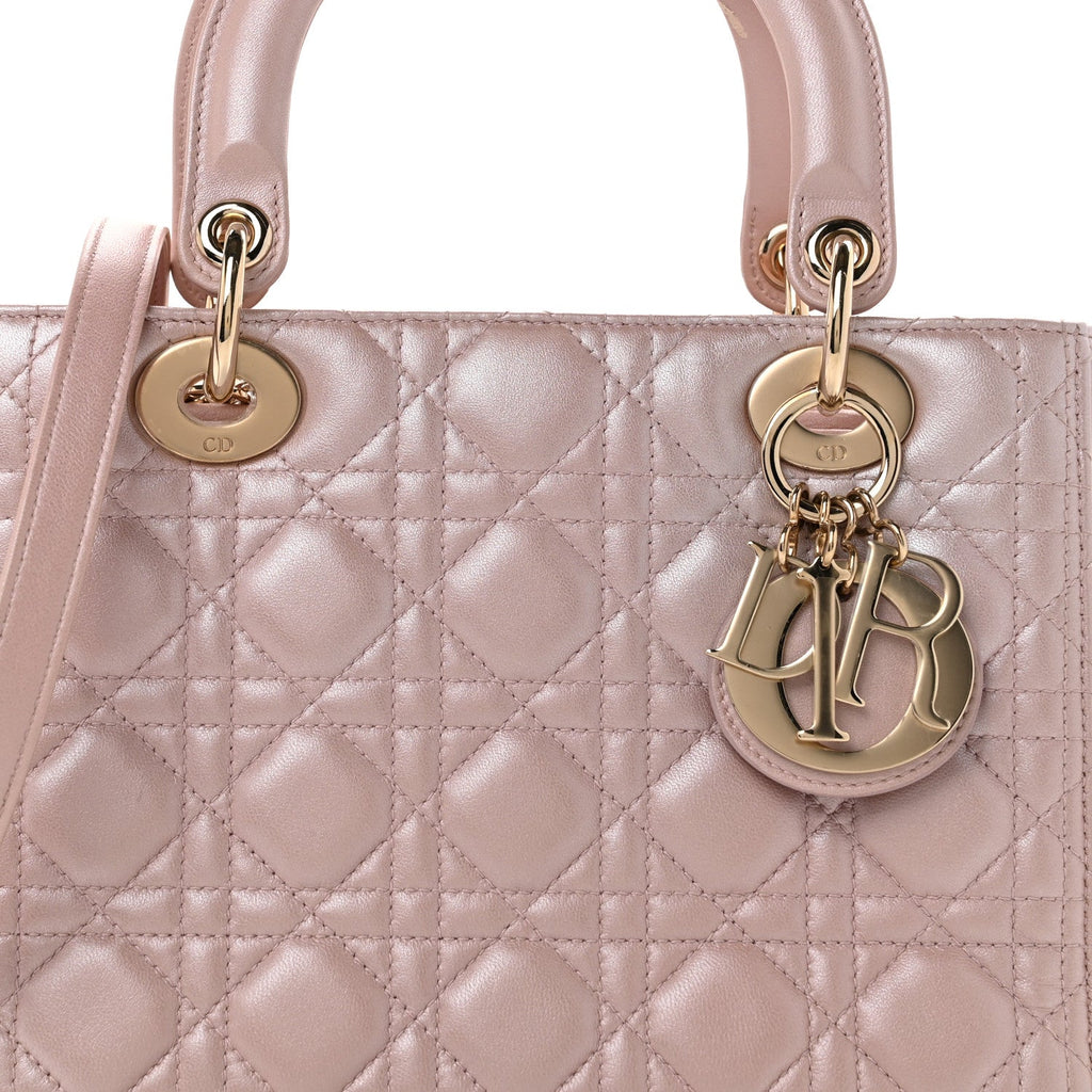 Pearly Lambskin Cannage Medium Lady Dior Lotus AT My store