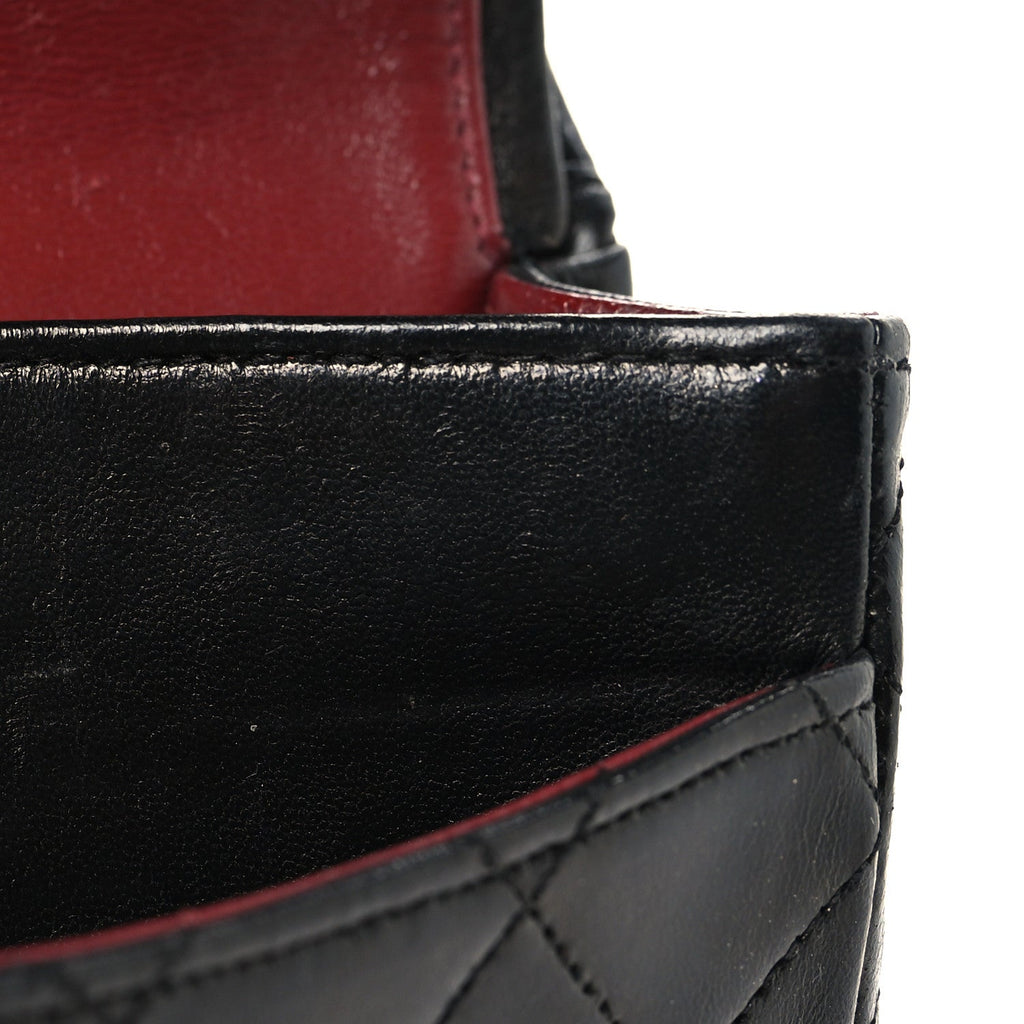 Lambskin Quilted Small Double Flap Black At My store