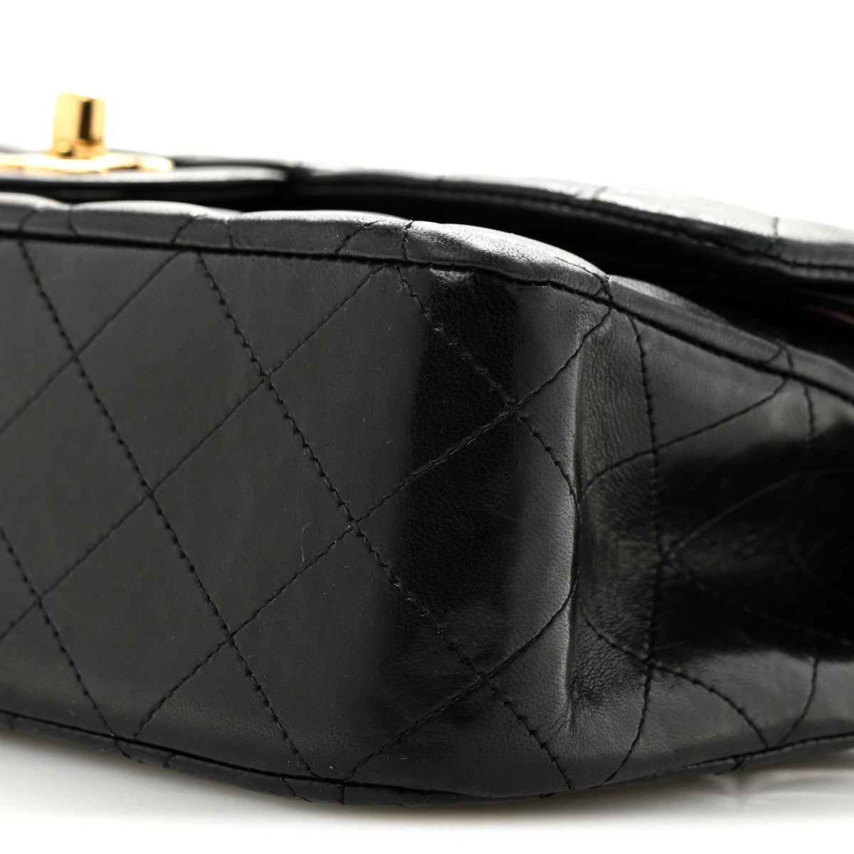 Lambskin Quilted Medium Double Flap Black At My store