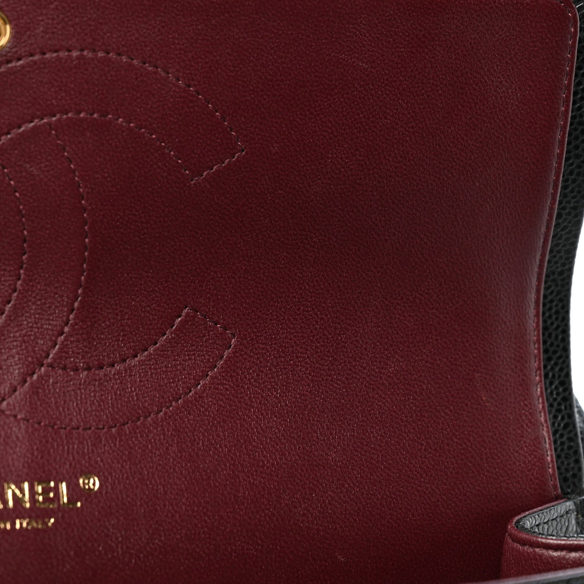 Caviar Quilted Jumbo Double Flap Black At My store