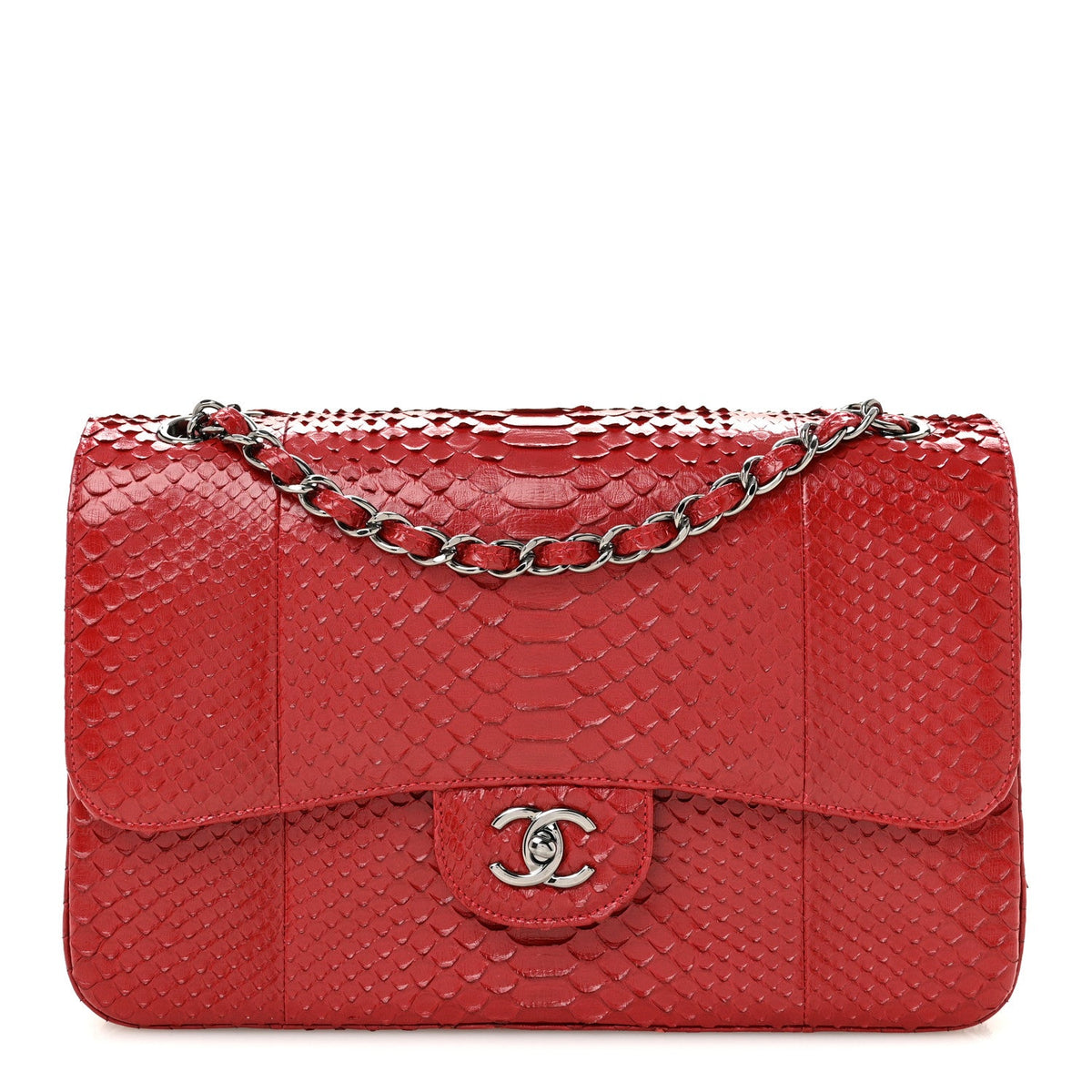 Snakeskin Jumbo Double Flap Red At My store