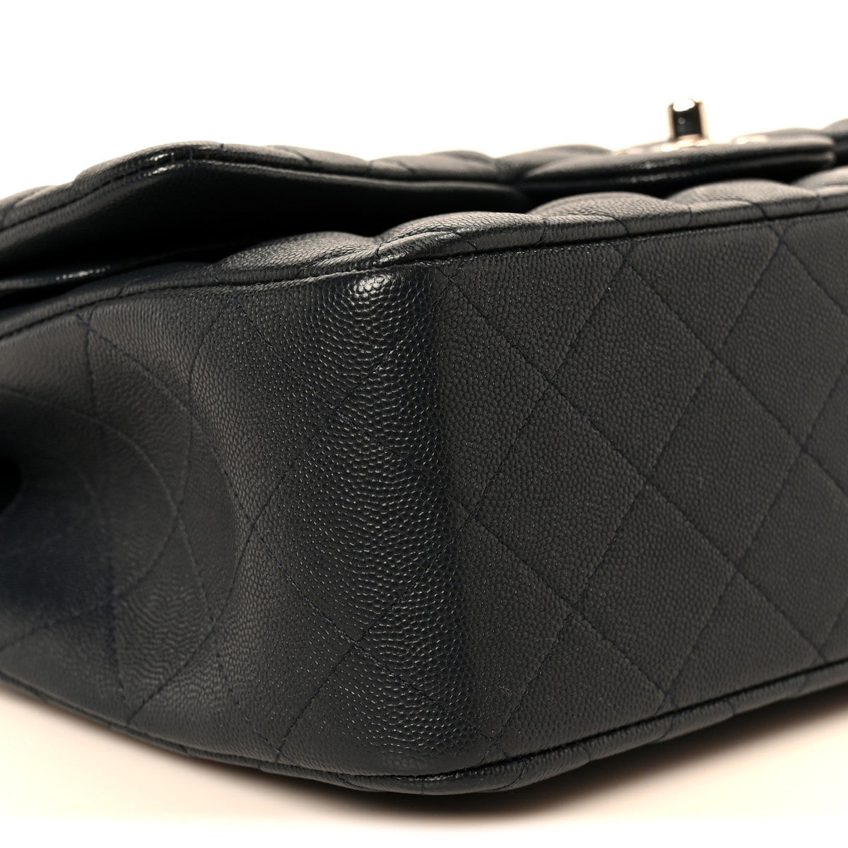 Caviar Quilted Jumbo Double Flap Navy Blue At My store