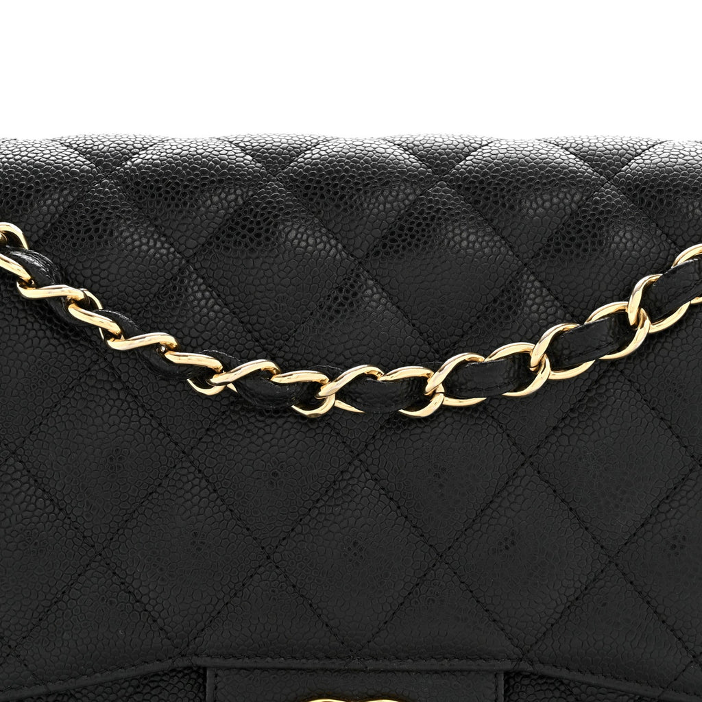 Caviar Quilted Jumbo Double Flap Black At My store