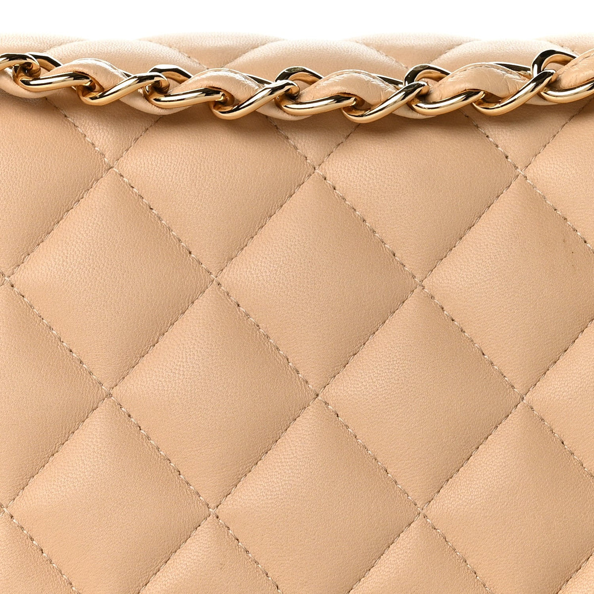 Lambskin Quilted Jumbo Double Flap Light Beige At My store