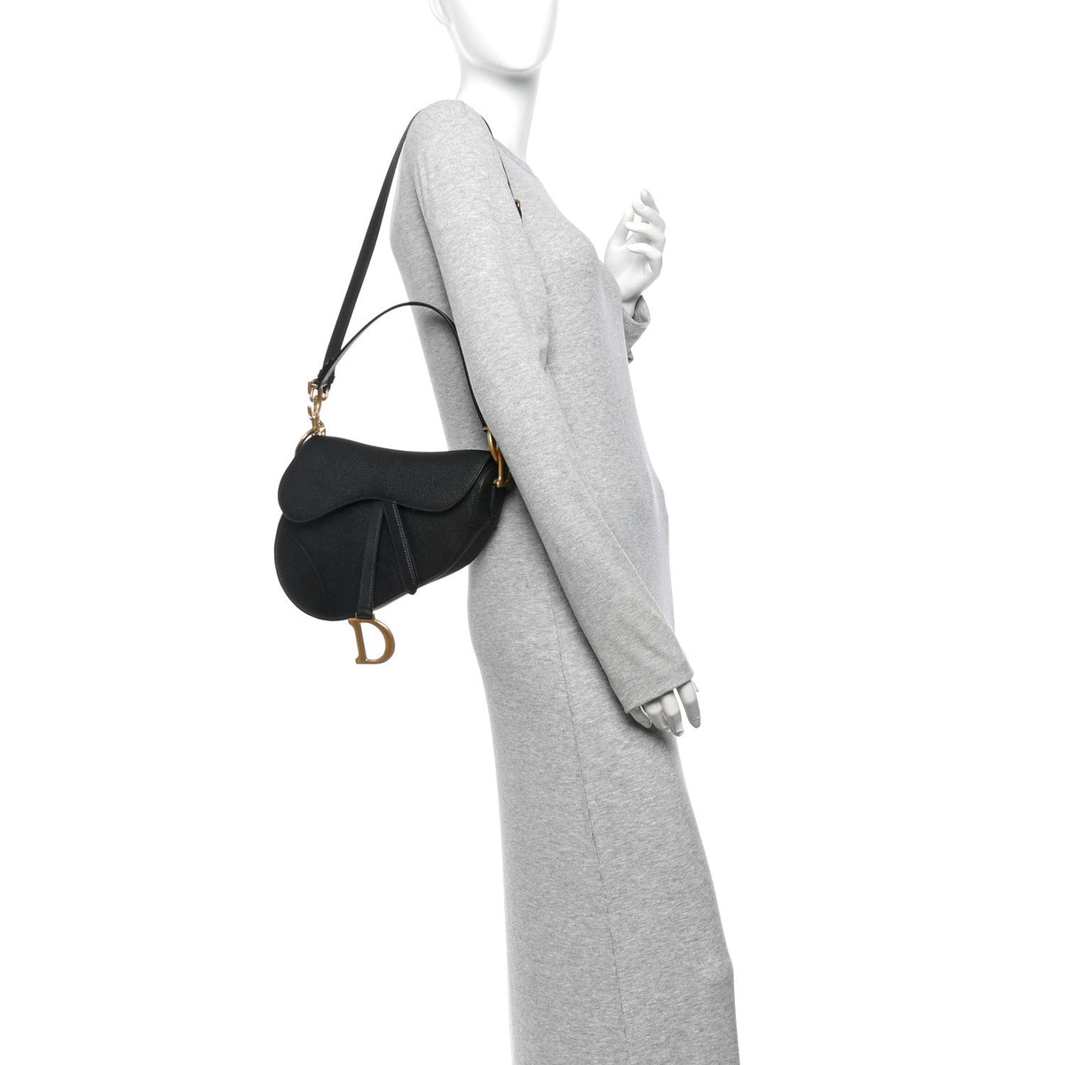 Grained Calfskin Saddle Bag With Strap Black AT My store