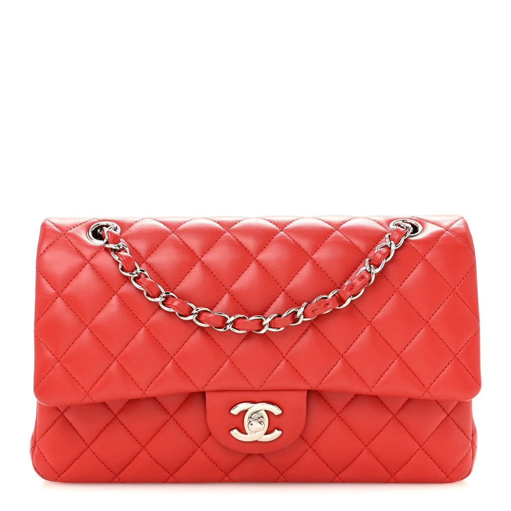 Lambskin Quilted Medium Double Flap Red At My store