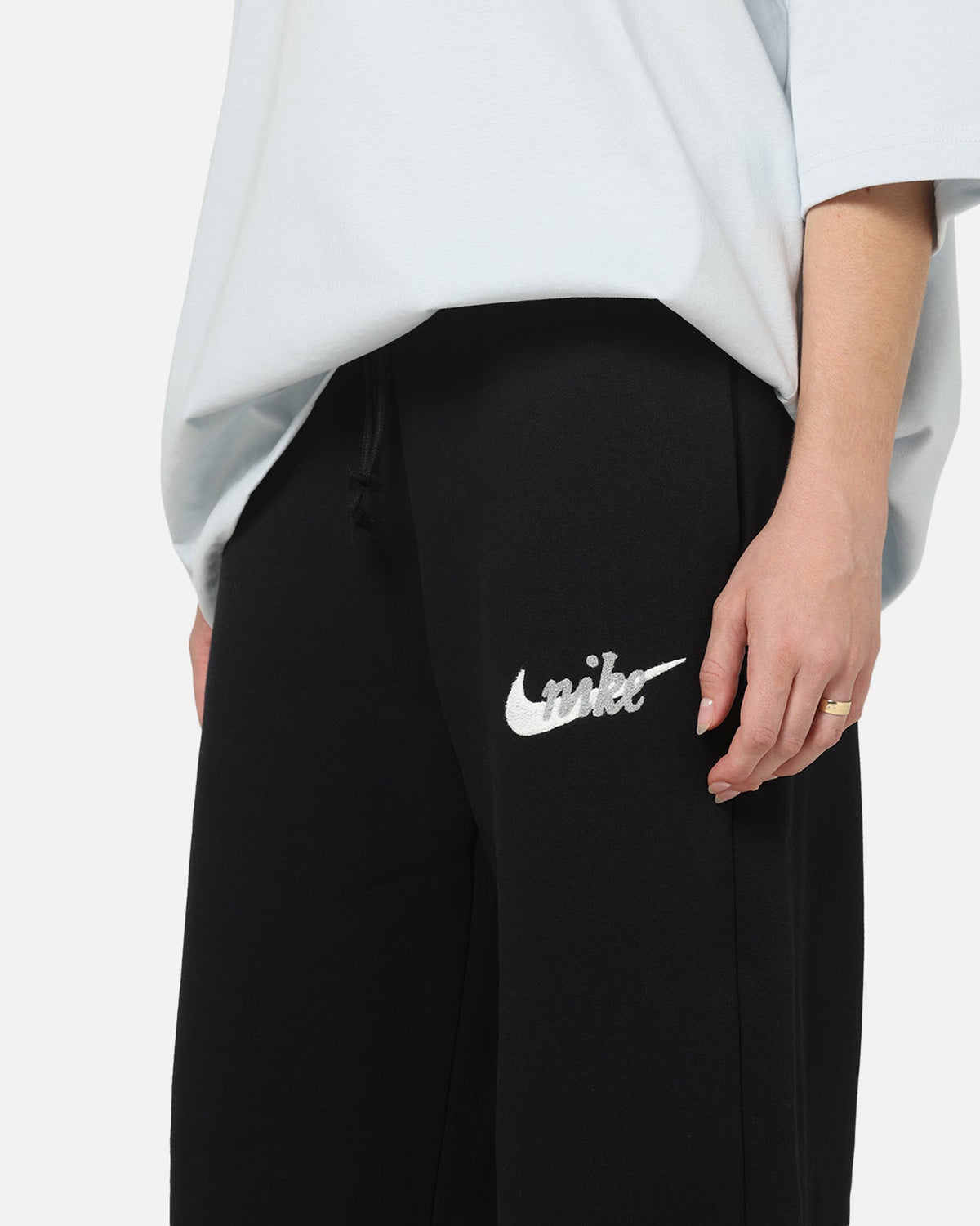 Top Seller Nike Women's Sportswear Phoenix Fleece High-Waisted Wide-Leg Logo Pants Black/Summit White